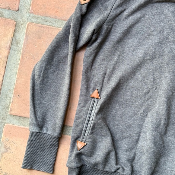 Women's Large Naketano Hoodie Gray Solid Pullover - Picture 5 of 7